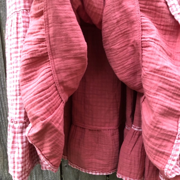 Scandal Italy Gingham Babydoll Dress Size L Pink Tiered Balloon Sleeve - Picture 8 of 14